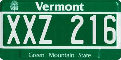 VT license plate XXZ216