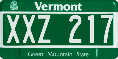 VT license plate XXZ217