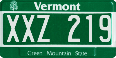 VT license plate XXZ219