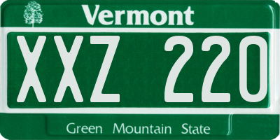 VT license plate XXZ220