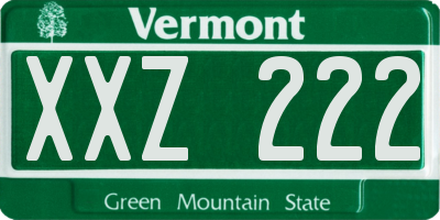 VT license plate XXZ222