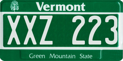 VT license plate XXZ223