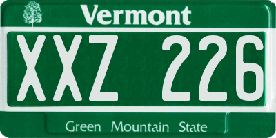 VT license plate XXZ226