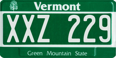 VT license plate XXZ229
