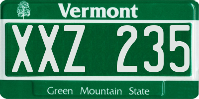 VT license plate XXZ235