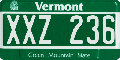VT license plate XXZ236