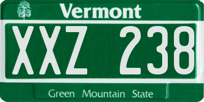 VT license plate XXZ238