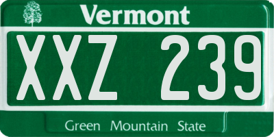 VT license plate XXZ239