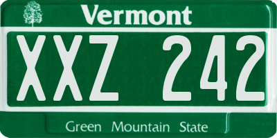 VT license plate XXZ242