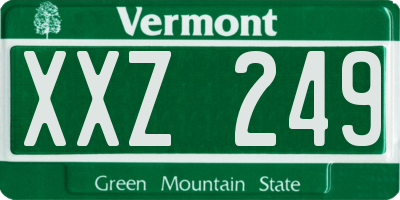 VT license plate XXZ249