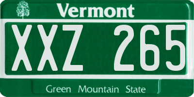 VT license plate XXZ265