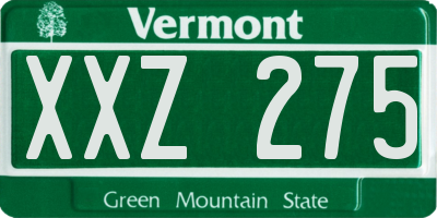 VT license plate XXZ275