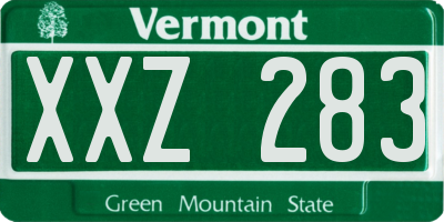 VT license plate XXZ283