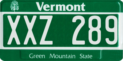 VT license plate XXZ289
