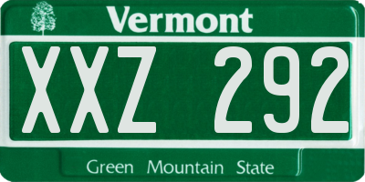 VT license plate XXZ292