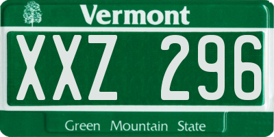 VT license plate XXZ296