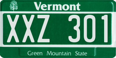 VT license plate XXZ301