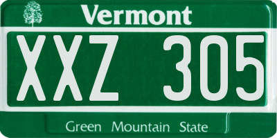 VT license plate XXZ305