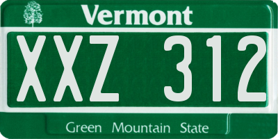 VT license plate XXZ312
