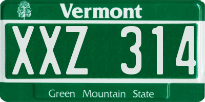 VT license plate XXZ314