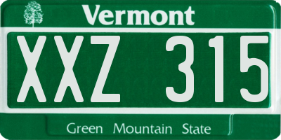 VT license plate XXZ315