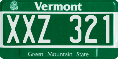 VT license plate XXZ321