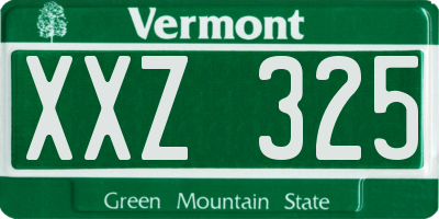 VT license plate XXZ325