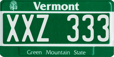 VT license plate XXZ333