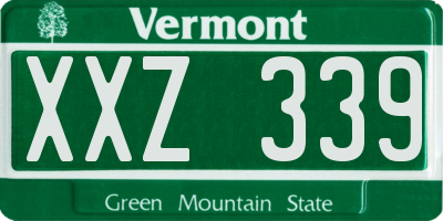 VT license plate XXZ339