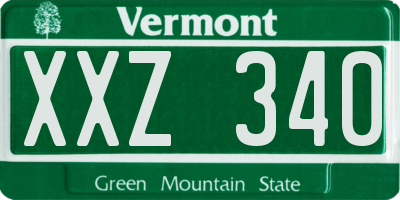 VT license plate XXZ340