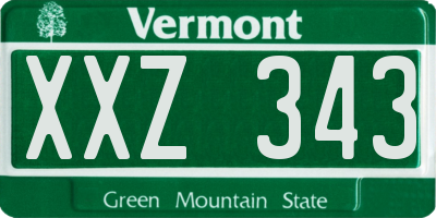 VT license plate XXZ343
