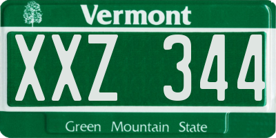 VT license plate XXZ344