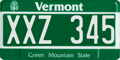 VT license plate XXZ345
