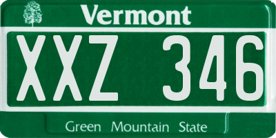 VT license plate XXZ346