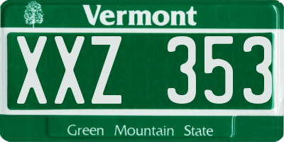 VT license plate XXZ353