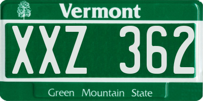 VT license plate XXZ362