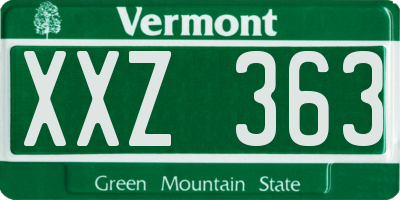 VT license plate XXZ363
