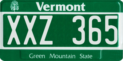 VT license plate XXZ365