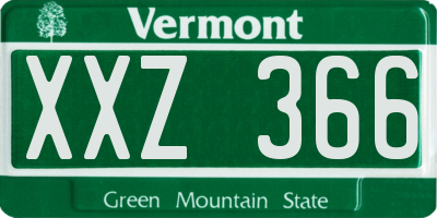 VT license plate XXZ366
