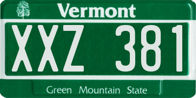 VT license plate XXZ381