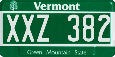 VT license plate XXZ382