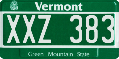 VT license plate XXZ383