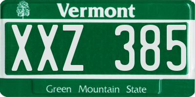 VT license plate XXZ385