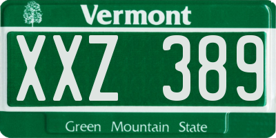 VT license plate XXZ389