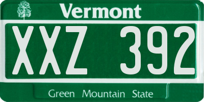 VT license plate XXZ392