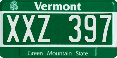VT license plate XXZ397