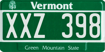 VT license plate XXZ398