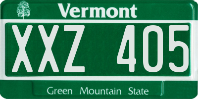 VT license plate XXZ405