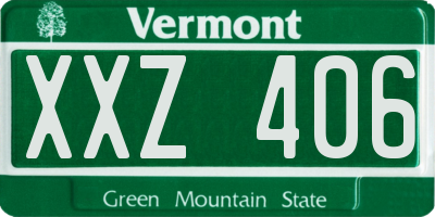 VT license plate XXZ406