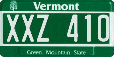 VT license plate XXZ410